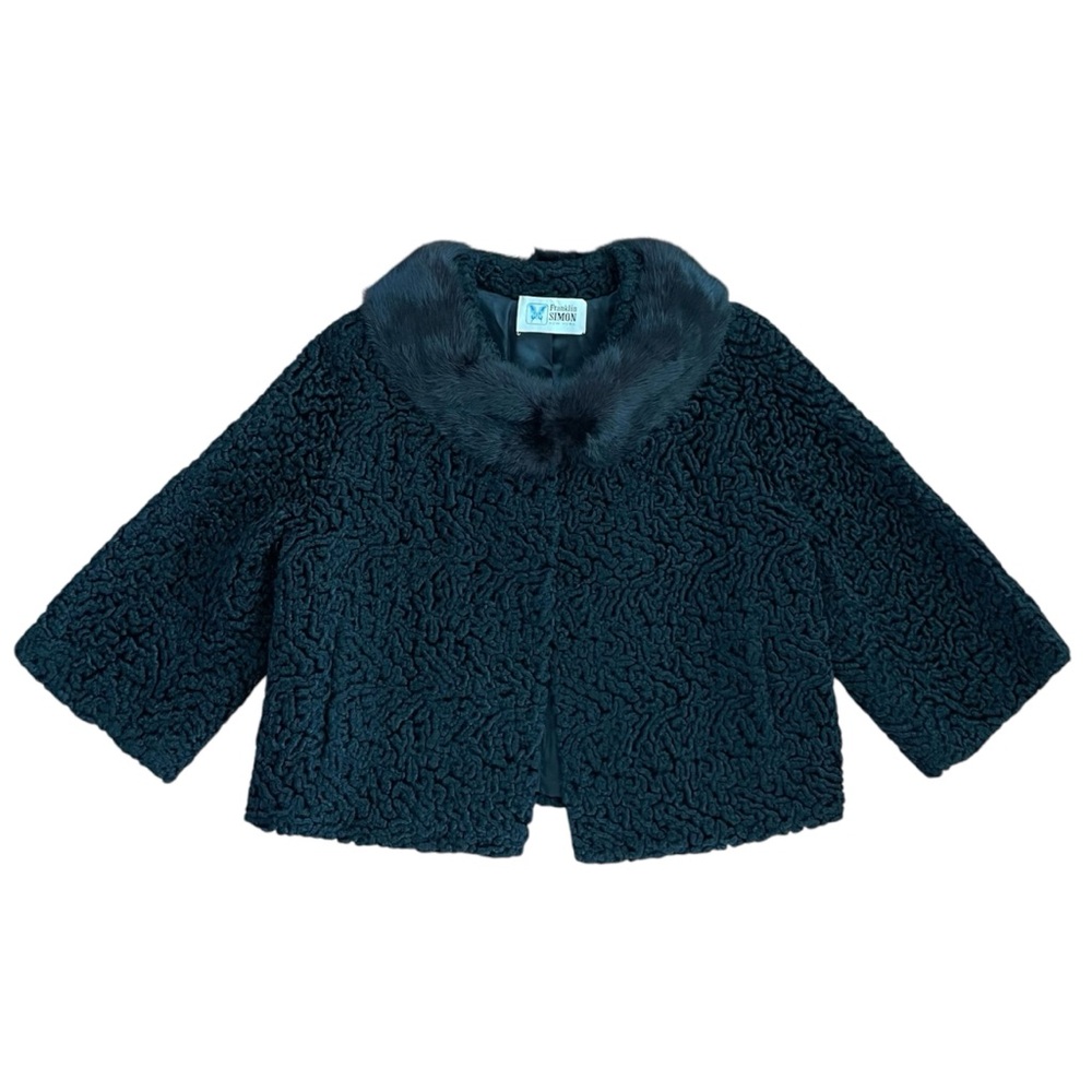 Franklin Simon Persian lamb and mink short winter  jacket in black